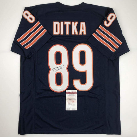 Autographed/Signed MIKE DITKA Chicago Blue Football Jersey JSA COA Auto