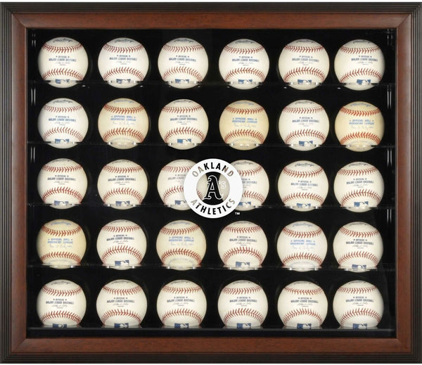 Oakland Athletics Logo Brown Framed 30-Ball Display Case-Fanatics