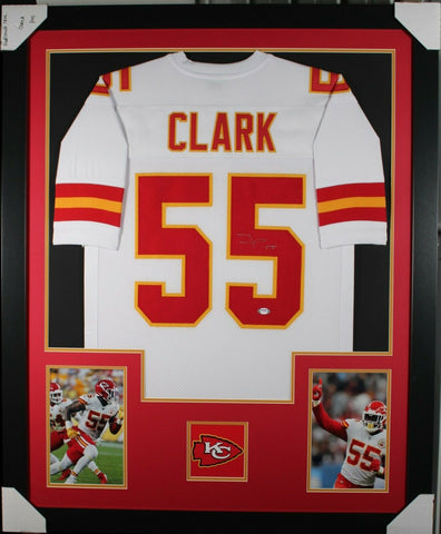 FRANK CLARK (Chiefs white TOWER) Signed Autographed Framed Jersey JSA