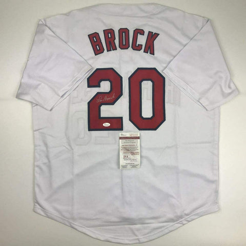 Autographed/Signed Lou Brock St. Louis White Baseball Jersey JSA COA Auto