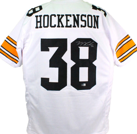 TJ Hockenson Autographed White College Style Jersey- Beckett W Holo *Silver