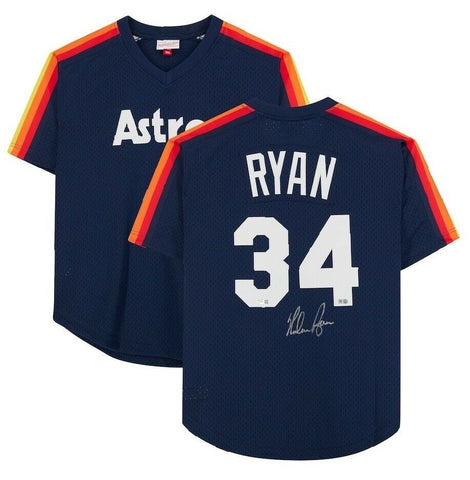 NOLAN RYAN Autographed Houston Astros Authentic Navy Throwback Jersey FANATICS