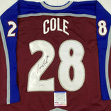 Autographed/Signed IAN COLE Colorado Maroon Hockey Jersey PSA/DNA COA Auto