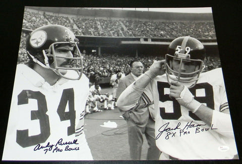 JACK HAM & ANDY RUSSELL AUTOGRAPHED PITTSBURGH STEELERS 16x20 PHOTO JSA