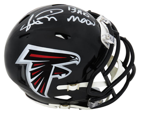 Andre Rison Signed Falcons Riddell Speed Mini Helmet w/Bad Moon (SCHWARTZ COA)