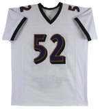 Ravens Ray Lewis Authentic Signed White Pro Style Stat Jersey BAS Witnessed