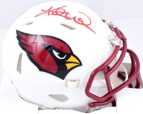 Kurt Warner Autographed Cardinals Flat White Speed Mini Helmet-Beckett W Holo