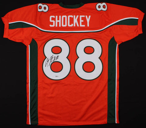 Jeremy Shockey Signed Miami Hurricanes Jersey (Beckett COA) New York Giants T.E.