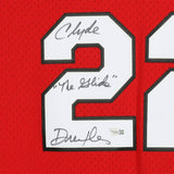 CLYDE DREXLER Autographed "The Glide" Trail Blazers Red Jersey FANATICS