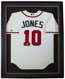 Chipper Jones Signed Framed Braves White Majestic Cool Base Baseball Jersey JSA