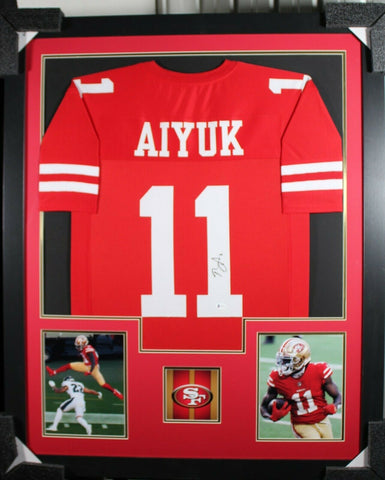 BRANDON AIYUK (49ers red TOWER) Signed Autographed Framed Jersey Beckett