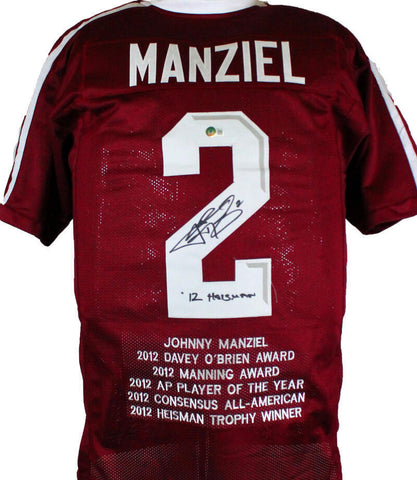 Johnny Manziel Autographed Maroon College Style STAT Jersey w/Heisman-BAW Holo