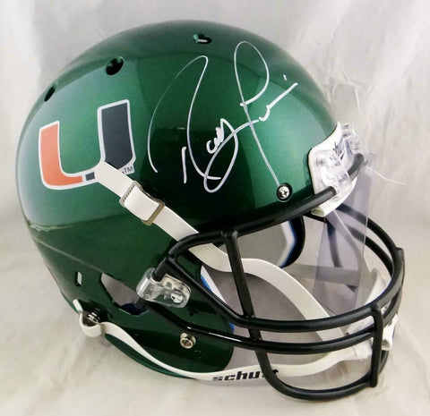 Ray Lewis Signed Miami Hurricanes Green Schutt F/S Helmet - Beckett Auth *White