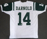 NEW YORK JETS SAM DARNOLD AUTOGRAPHED WHITE JERSEY BECKETT BAS STOCK #147251