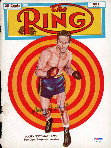 Harry "Kid" Matthews Autographed Signed The Ring Magazine Cover PSA/DNA #S47180