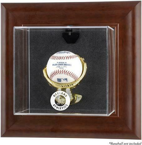 Oakland Athletics Brown Framed Wall-Mounted Logo Baseball Display Case