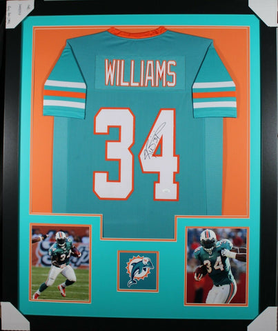 RICKY WILLIAMS (Dolphins teal TOWER) Signed Autographed Framed Jersey JSA