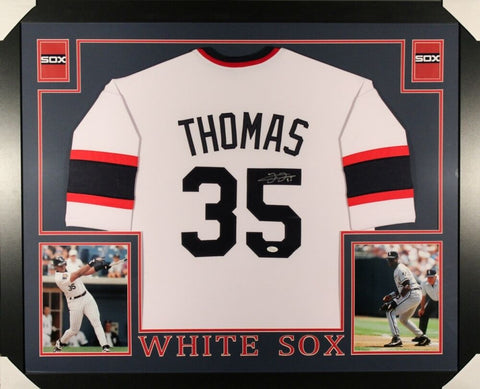 Frank Thomas Signed White Sox 35x43 Custom Framed Jersey (JSA) 2X AL MVP 93-93