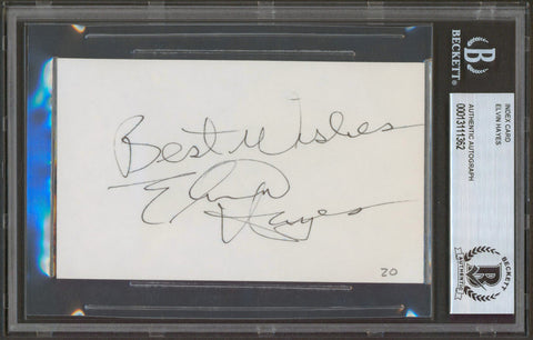 Bullets Elvin Hayes "Best Wishes" Signed 3x5 Index Card Autographed BAS Slabbed