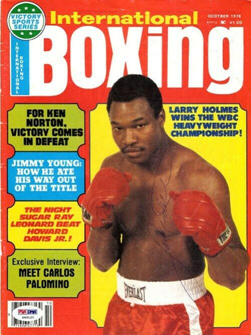 Larry Holmes Autographed International Boxing Magazine Cover PSA/DNA #S49120