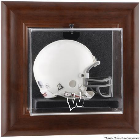 Wisconsin Badgers Brown Framed Wall-Mountable Mini Helmet Disp Case