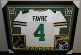 Brett Favre Signed Green Bay Packers 35x43 Framed White Jersey / Favre COA