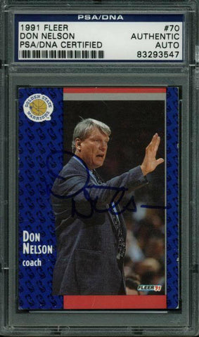 Warriors Don Nelson Authentic Signed Card 1991 Fleer #70 PSA/DNA Slabbed