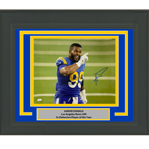 Framed Autographed/Signed Aaron Donald Los Angeles Rams 16x20 Photo JSA COA #5