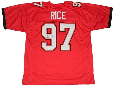 SIMEON RICE SIGNED AUTOGRAPHED TAMPA BAY BUCS BUCCANEERS #97 RED JERSEY JSA