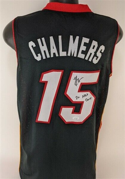 Mario Chalmers Signed Miami Heat Black Jersey Inscribed 2x NBA Champ –