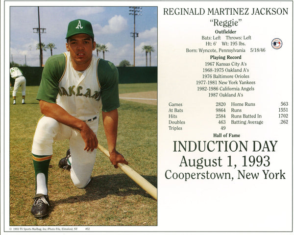 A's Reggie Jackson 8x10 PhotoFile Hall Of Fame Induction Day Photo Un-signed