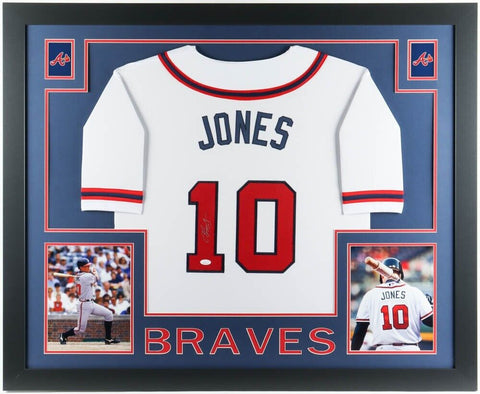 Chipper Jones Signed Atlanta Braves 35"x 43" Framed Signed Jersey (JSA) HOF / 3B