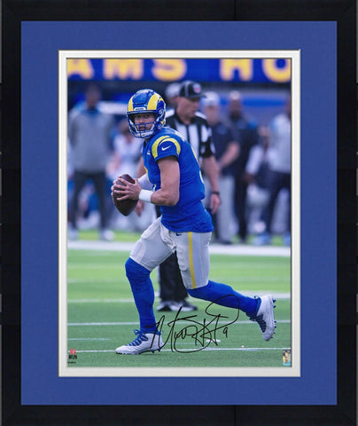 Framed Matthew Stafford Los Angeles Rams Signed 16" x 20" Rollout Photo