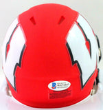 TJ Watt Autographed Wisconsin Badgers AMP Speed Mini Helmet- Beckett W *Silver