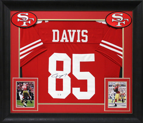 Vernon Davis Authentic Signed Red Pro Style Framed Jersey Autographed BAS Wit