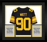 Framed T.J. Watt Steelers Signed Black Color Rush Nike Limited Jersey