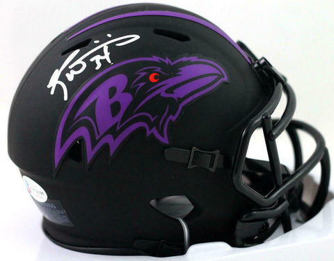 Ricky Williams Autographed Ravens Eclipse Mini Helmet - Beckett W Auth *White
