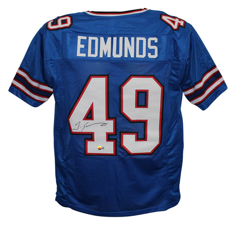 Tremaine Edmunds Autographed/Signed Pro Style Blue XL Jersey Beckett 34817