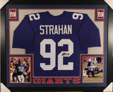 Michael Strahan Signed Giants 35x43 Custom Framed Jersey Super Bowl XLII champ