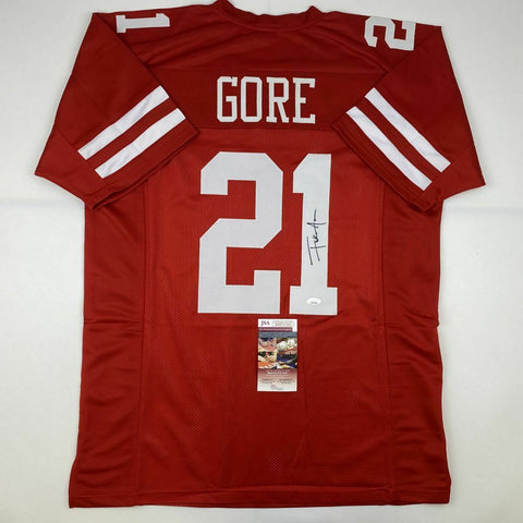 Autographed/Signed FRANK GORE San Francisco Red Football Jersey JSA COA Auto