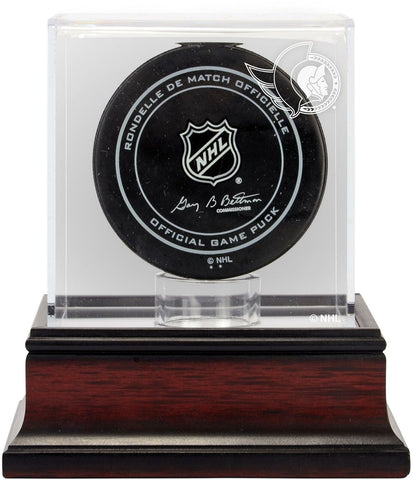 Ottawa Senators (2020-Present) Mahogany Hockey Puck Logo Display Case