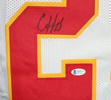 Clyde Edwards-Helaire Autographed/Signed Pro Style White XL Jersey BAS 34869