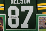 JORDY NELSON (Packers green SKYLINE) Signed Autographed Framed Jersey JSA
