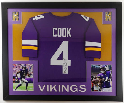 Dalvin Cook Signed Minnesota Vikings 35x43 Framed Jersey (Beckett) 3xPro Bowl RB