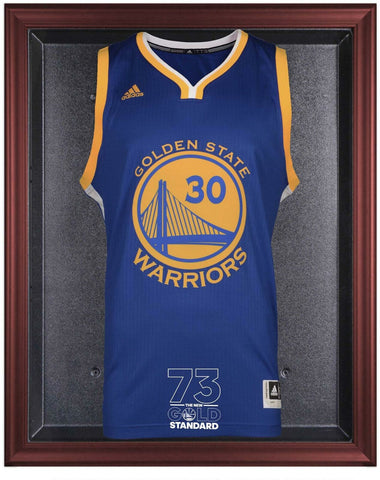 Golden State Warriors Record Breaking Season Logo Mahogany Framed Jersey Display