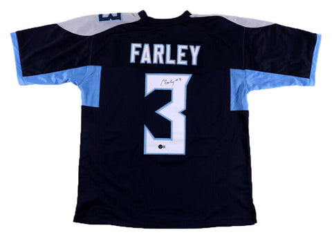 CALEB FARLEY SIGNED AUTOGRAPHED TENNESSEE TITANS #3 NAVY JERSEY BECKETT