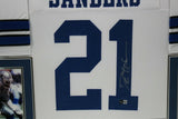DEION SANDERS (Cowboys white SKYLINE) Signed Autographed Framed Jersey Beckett