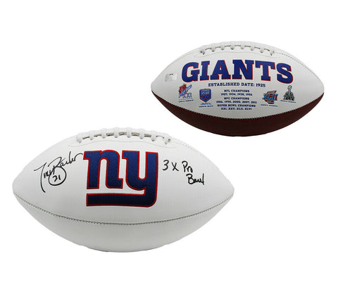 Tiki Barber Signed New York Giants Embroidered White NFL Football-3xPro Bowl