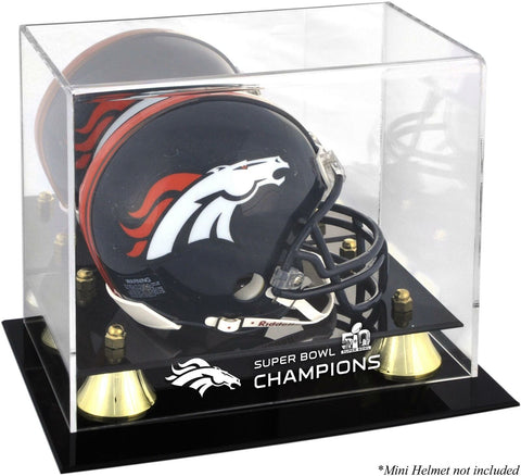 Denver Broncos Golden Classic Mini Helmet Super Bowl 50 Champions Logo Case