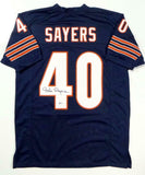Gale Sayers Autographed Blue Pro Style Jersey- Beckett Auth *4